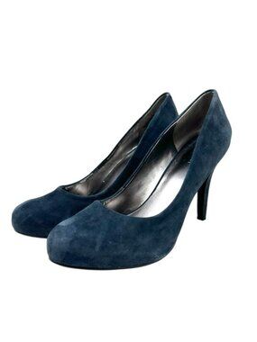 Nine West Women’s Enhancingo Dark Navy Blue Suede 4” Heels Pumps size 8.5